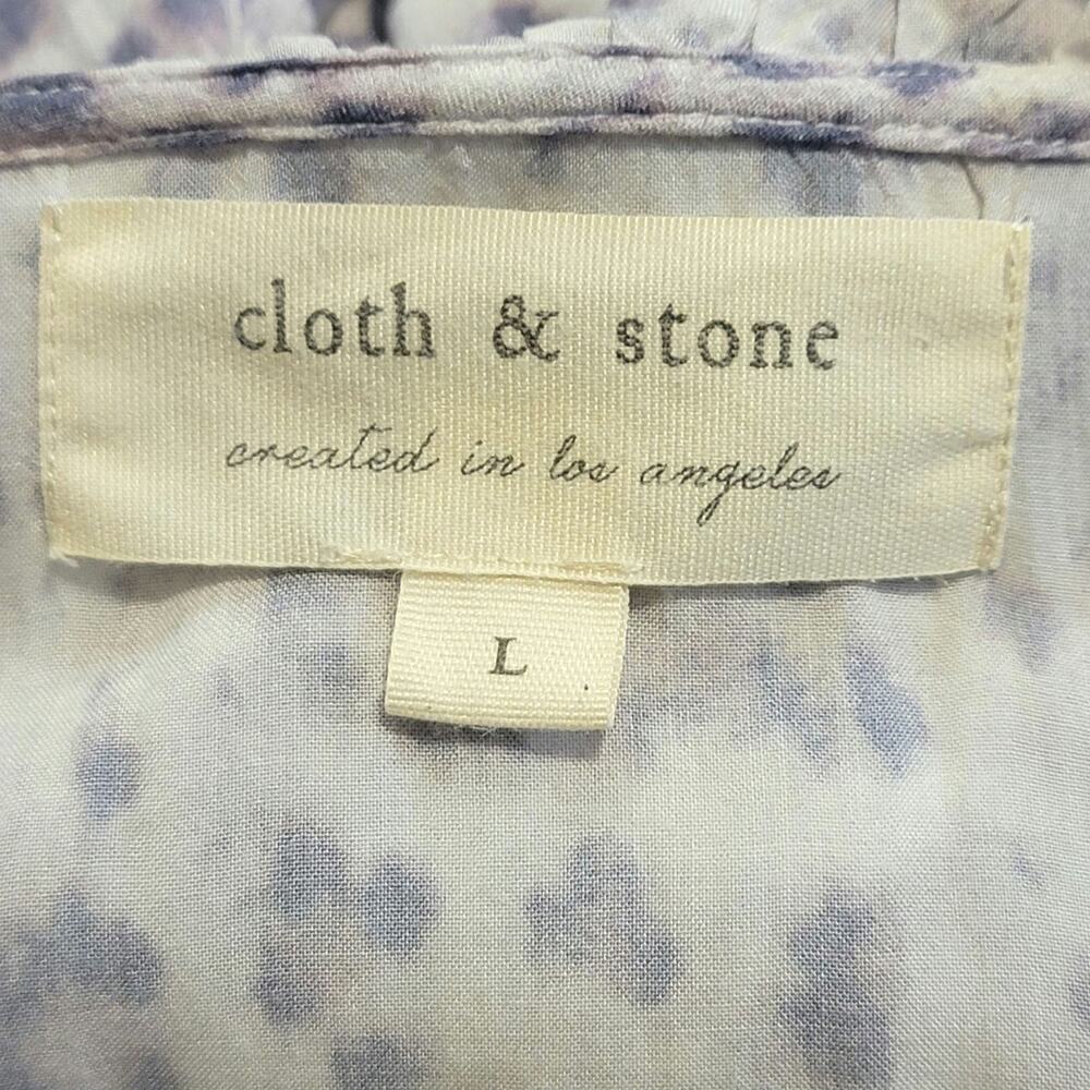 Cloth & Stone Leopard Animal Print Blouse Tie Neck Long Sleeve Purple White L - Picture 12 of 15
